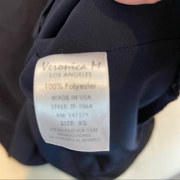 VERONICA M V-Neck Tank Blouse Hi-Low Chiffon Navy Blue XS - Picture 9 of 9